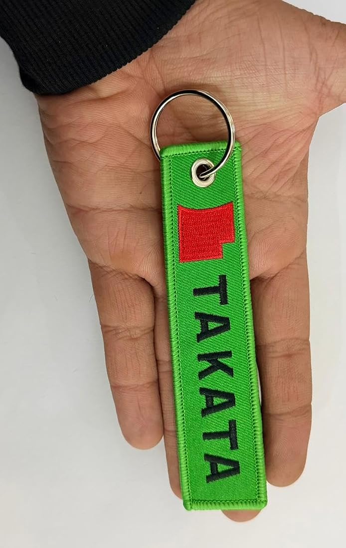 takataka AUTO MT 1Pc Green Takata Racing Strap Keychain JDM Chain Universal