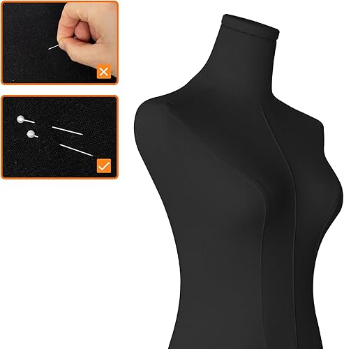 Miniatura 5 de Maniquí de torso femenino con soporte de metal y base rectangular, altura del cuerpo del maniquí ajustable para costuras, tocadores, exhibición de