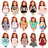 🎁Lieferumfang - 6 Kleidung für 4 Zoll/ 10-11 cm Puppen (KEINE PUPPEN IM LIEFERUMFANG).