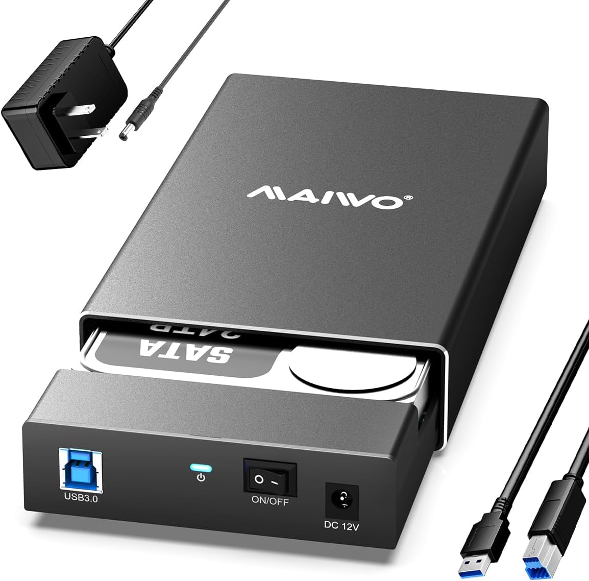MAIWO External Hard Drive Enclosure for 3.5/2.5 Inch SATA HDD/SSD, USB 3.0 5Gbps, with 12V/2A Power Supply, UASP Supported, Tool-Free, Compatible with WD Seagate Samsung PS4 Xbox