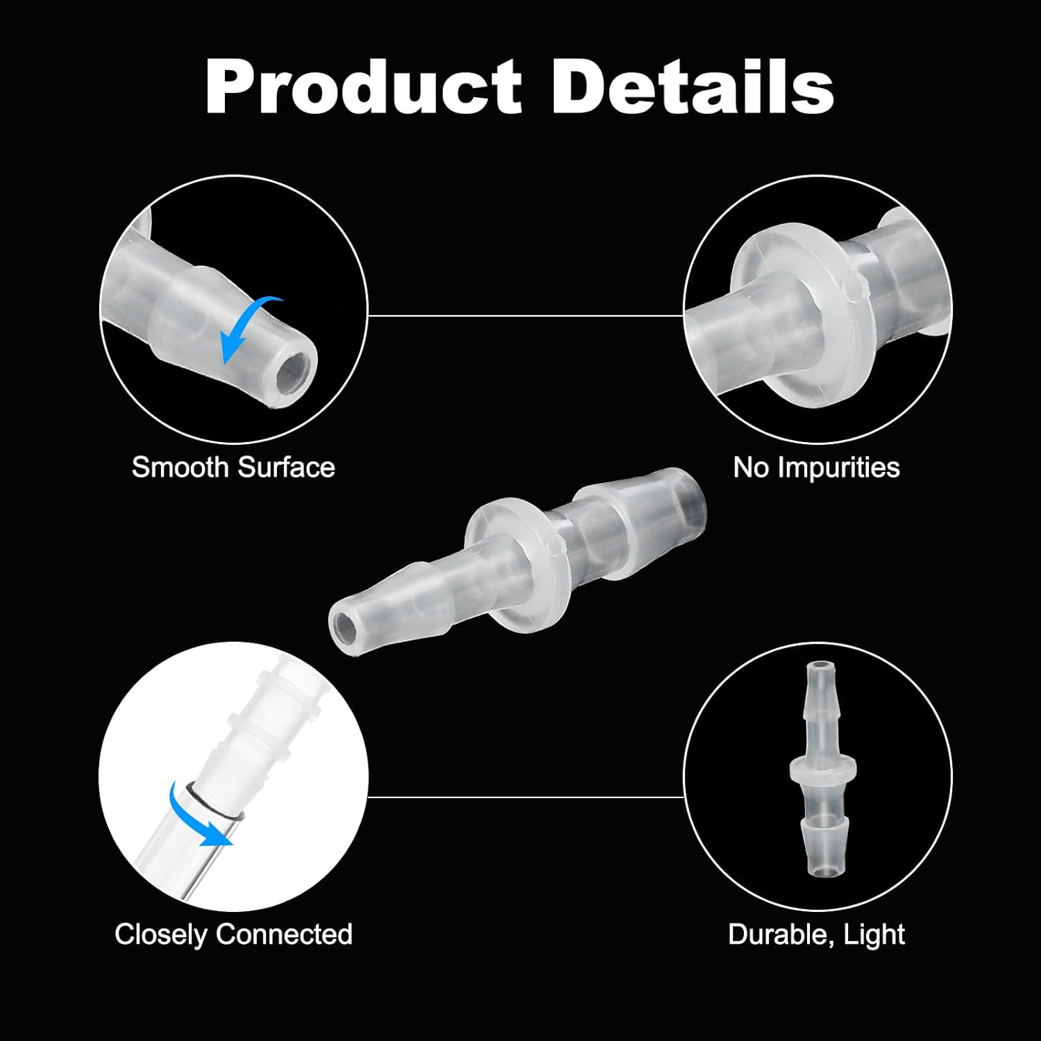 1/4" x 3/16" Plastic Hose Barb Fitting, 3 Pcs Thru-Bulk Pipe Connectors Barbed Splicer Mender Joint Adapter Union for Aquarium Fuel Gas Liquid Air