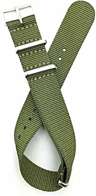 20mm Green Nylon Fabric Watchband | Vintage, Heavy Duty, Military Style Replacement Watchstrap that brings to Any Watch for Men and Women - Green