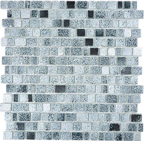 Mosaico de cristal transparente de color gris y negro, para pared o cocina, baño (10 unidades)