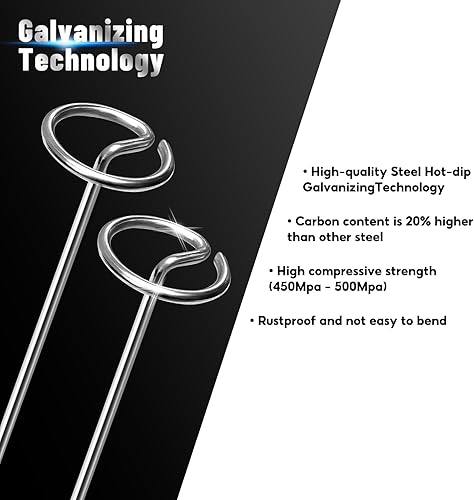 Miniatura 4 de UNIFAMILY Grapas de paisaje de 6 pulgadas, pines superiores circulares de paisaje de calibre 12, 50 grapas galvanizadas para paisaje, estacas de