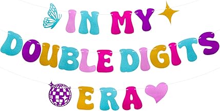In My Double Digits Era Birthday Banner for Girls 10th Birthday Party Decorations, Pre-Strung Colorful Glitter Banner for 10th Bday Party Supplies Decor Gifts