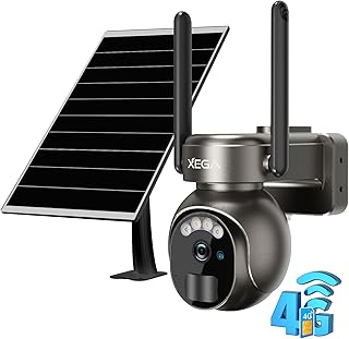 Xega 3G/4G LTE Solar Surveillance Camera with Sim Card 2K HD Outdoor Wireless Camera Tilt 355°/90° Wireless Surveillance C…