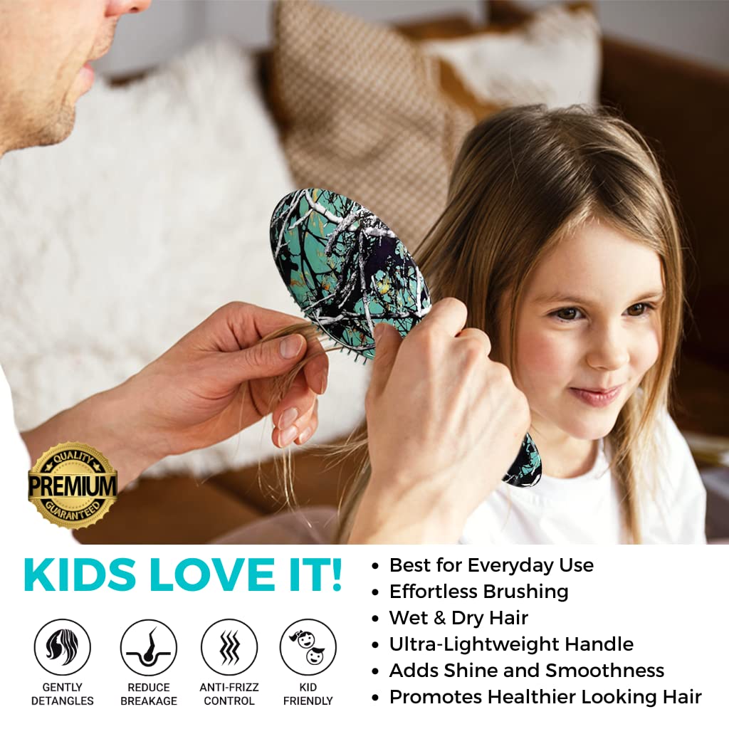 ZEVGANI Detangling Brush for Thick Curly Thin Long Short Wet or Dry Hair, Hairbrush for Women & Kids, Adds Shine Smooth Hair Comb Ultra-Soft Bristles Reduces Breakage, MuddyGirl (Turquoise)