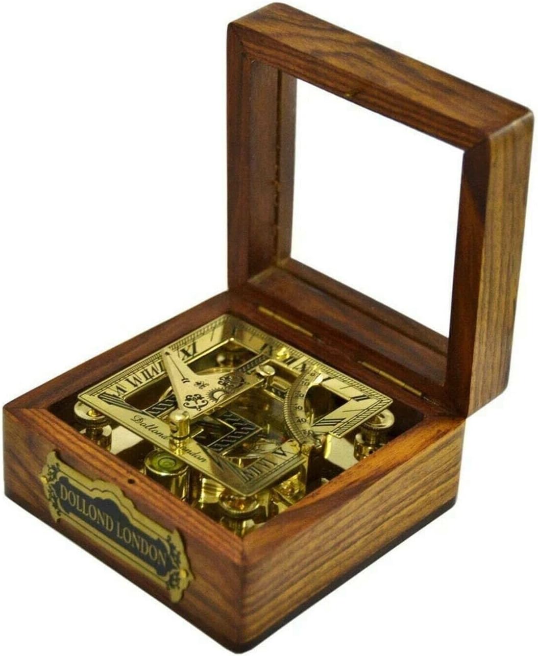 Nautcal Brass Sundial Compass with wooden box - Push Open Compass - Steampunk Accessory – Unique Gift for Men - Beautiful Handmade Gift - Sundial Clock – Sun Clock – Steampunk Clock