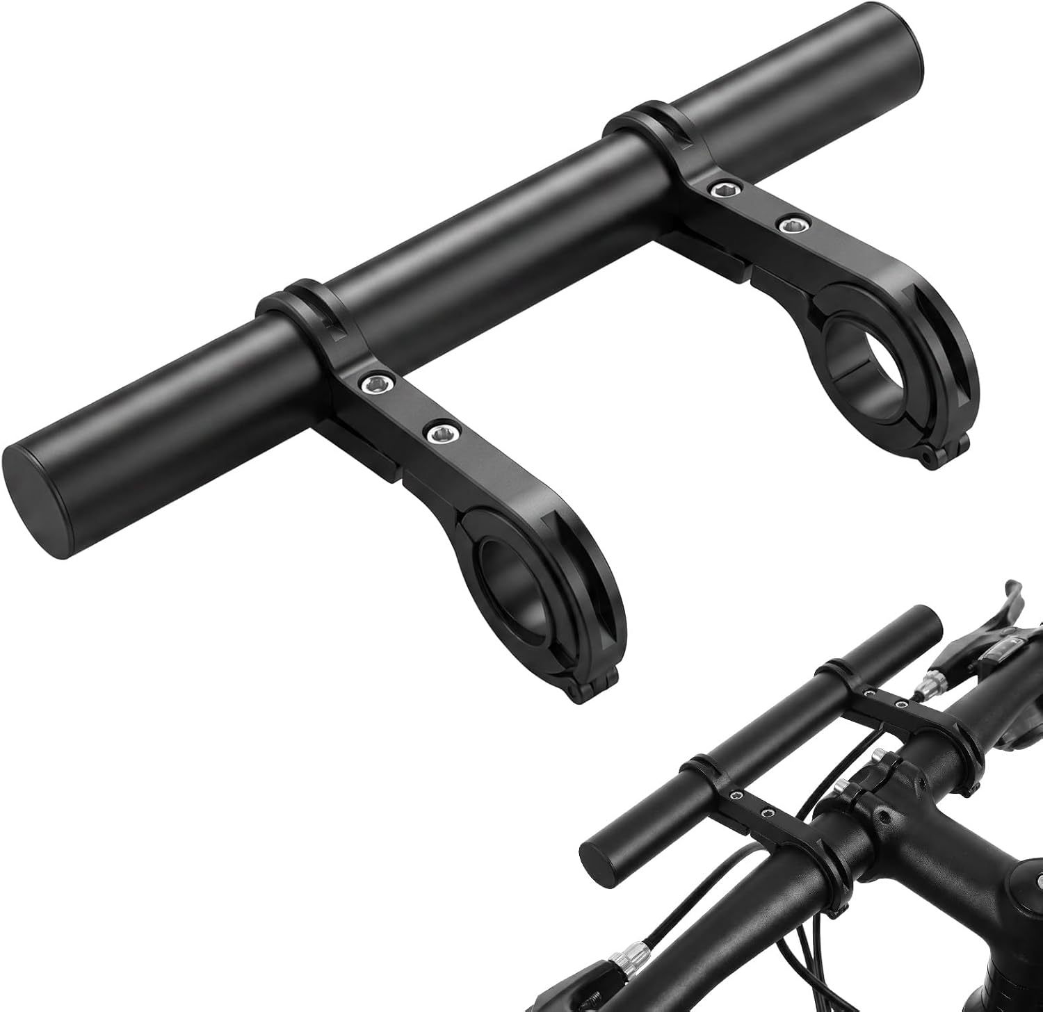 Bike Handlebar Extender, Aluminum Alloy 7.87" Multifunctional Bracket Extension, Bicycle Double Handlebar Extender Bracket Bike Accessories for Bikes Mounting Lights Phone Holder Speedometer image 3