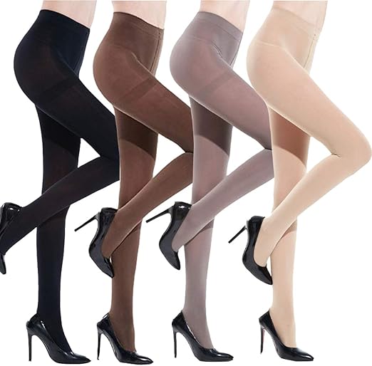 ANDIBEIQI 4 Pairs Run Resistant Control Top Panty Hose Opaque Tights 50 Denier stockings Socks