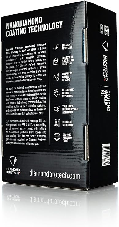 DIAMOND PRO TECH – Diamond Wrap PPF & Vinyl Kit – Diamond Body 30ml Plus Diamond Body Prep 100ml Kit; Super-Hydrophobic 18-Month Nanodiamond Protective Coating; Effortless Application