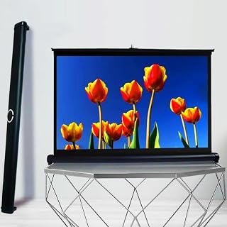 OUKEJNM Pantalla de proyección portátil de 40 pulgadas y 50 pulgadas, pantalla de mesa, pantalla de proyector móvil de pie, pantalla de película para viajes, oficina, presentación, reunión de