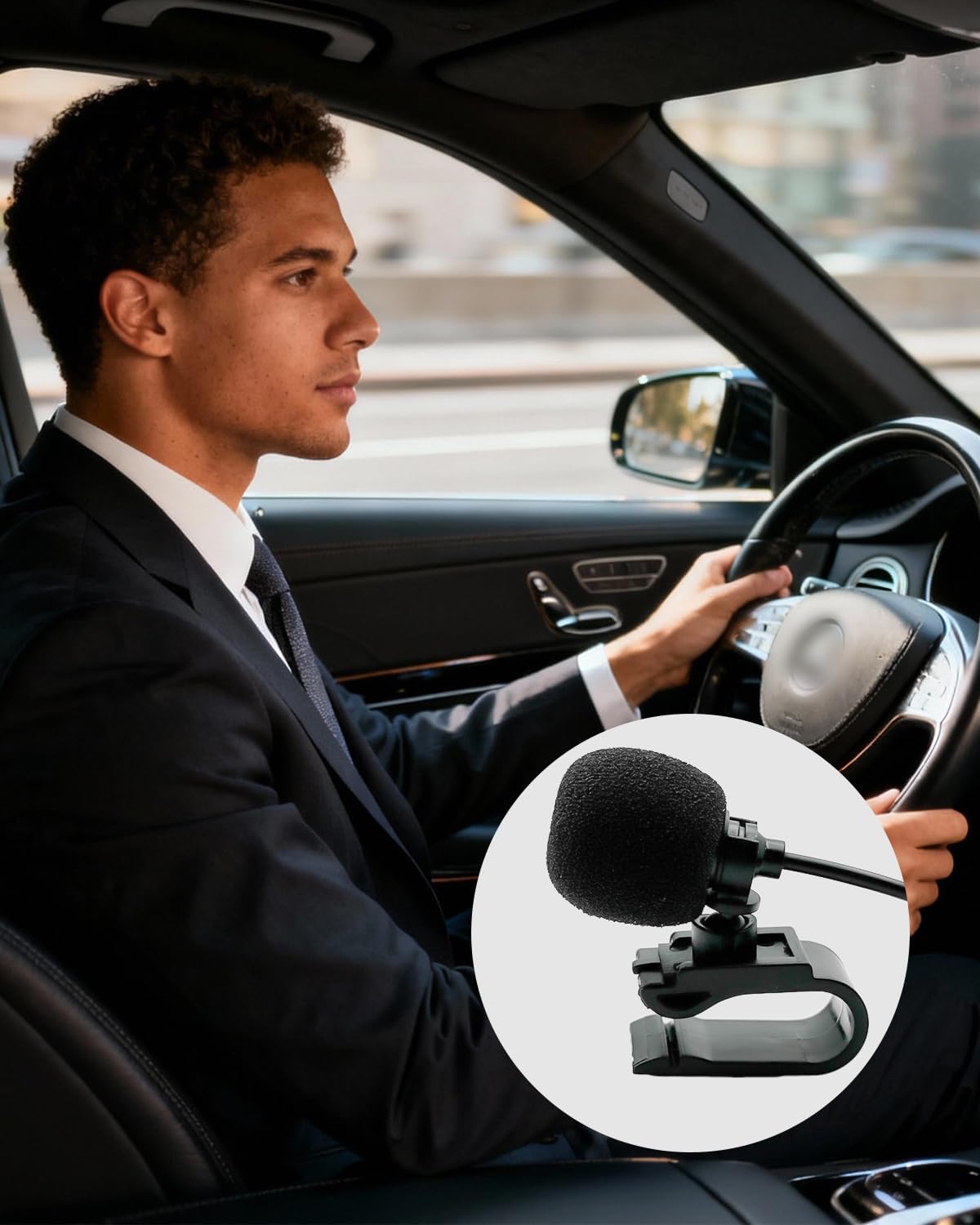 3.5mm Microphone HD Voice Assembly Car Radio Replacement Mic for Pioneer Kenwood Boss JVC Sony Jensen Alpine for Vehicle Head Unit Stereo DVD CD GPS,9.86ft Cable Mic with 3.5mm to 2.5mm Adapter image 4