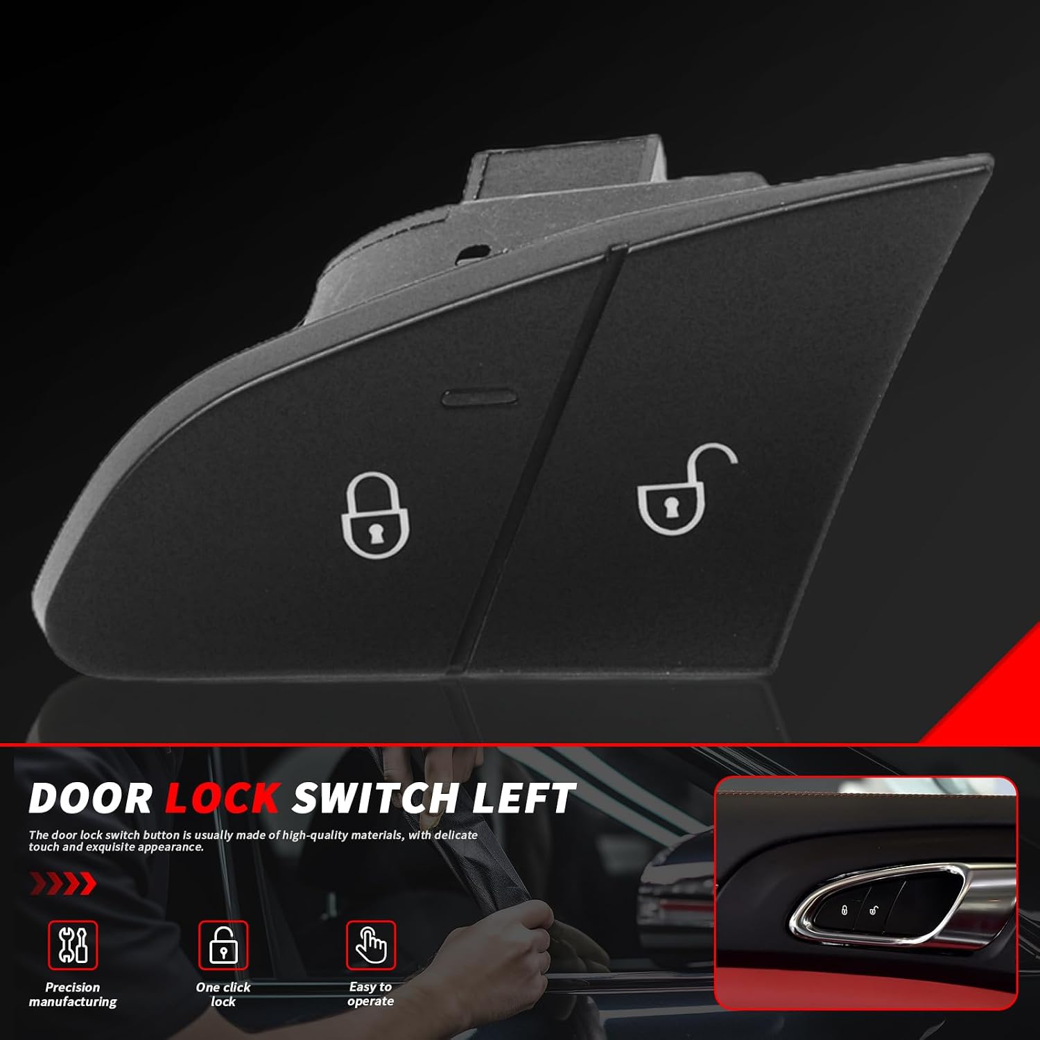 Front Left Door Central Lock Switch Button Compatible with Select Porsche Cayenne and Panamera Applications, Reference 7PP962107DIVI