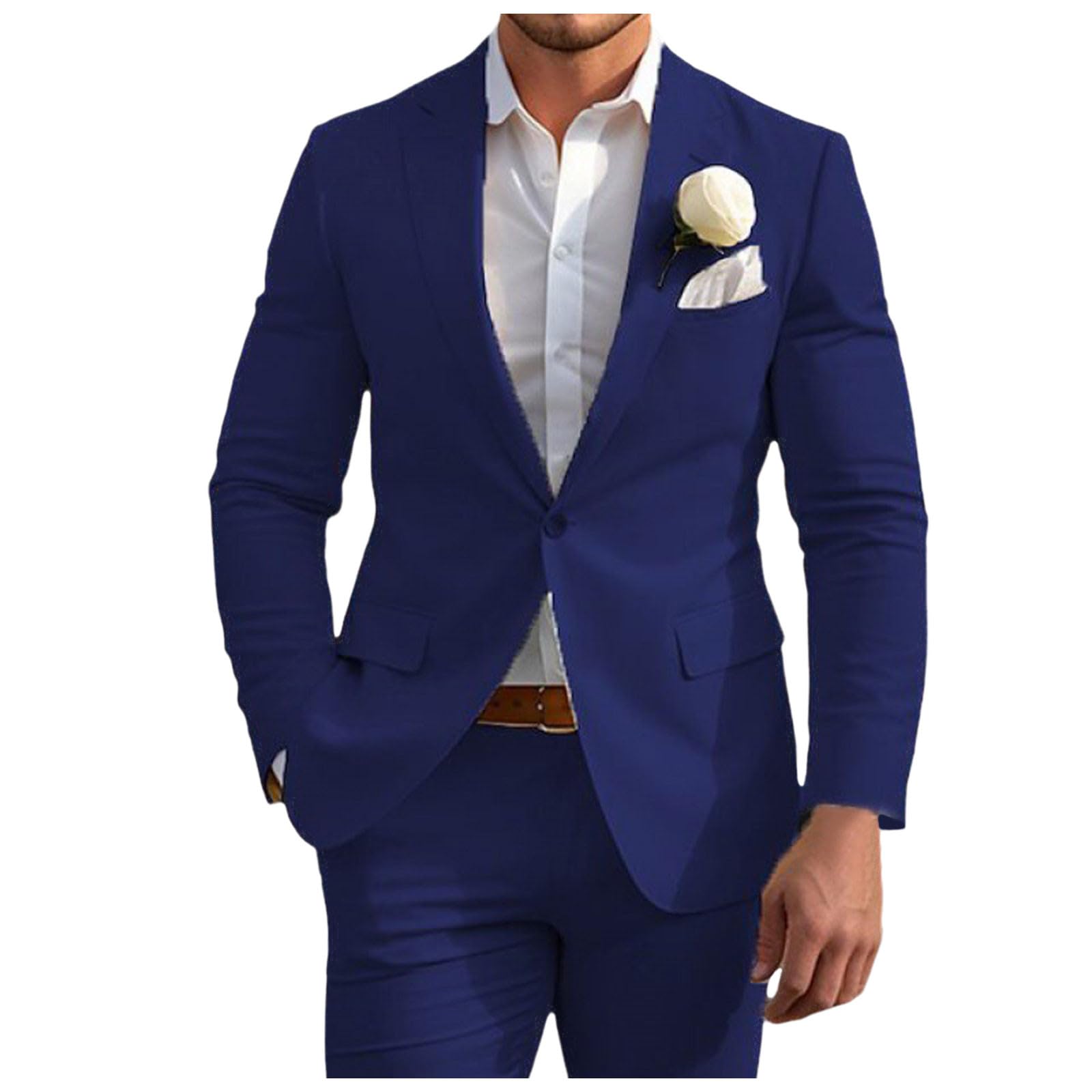 Chaqueta Americana Hombre, Abrigo de Traje Masculino Informal y de Negocios con Diseño de Un Botón en Color Sólido Elegante