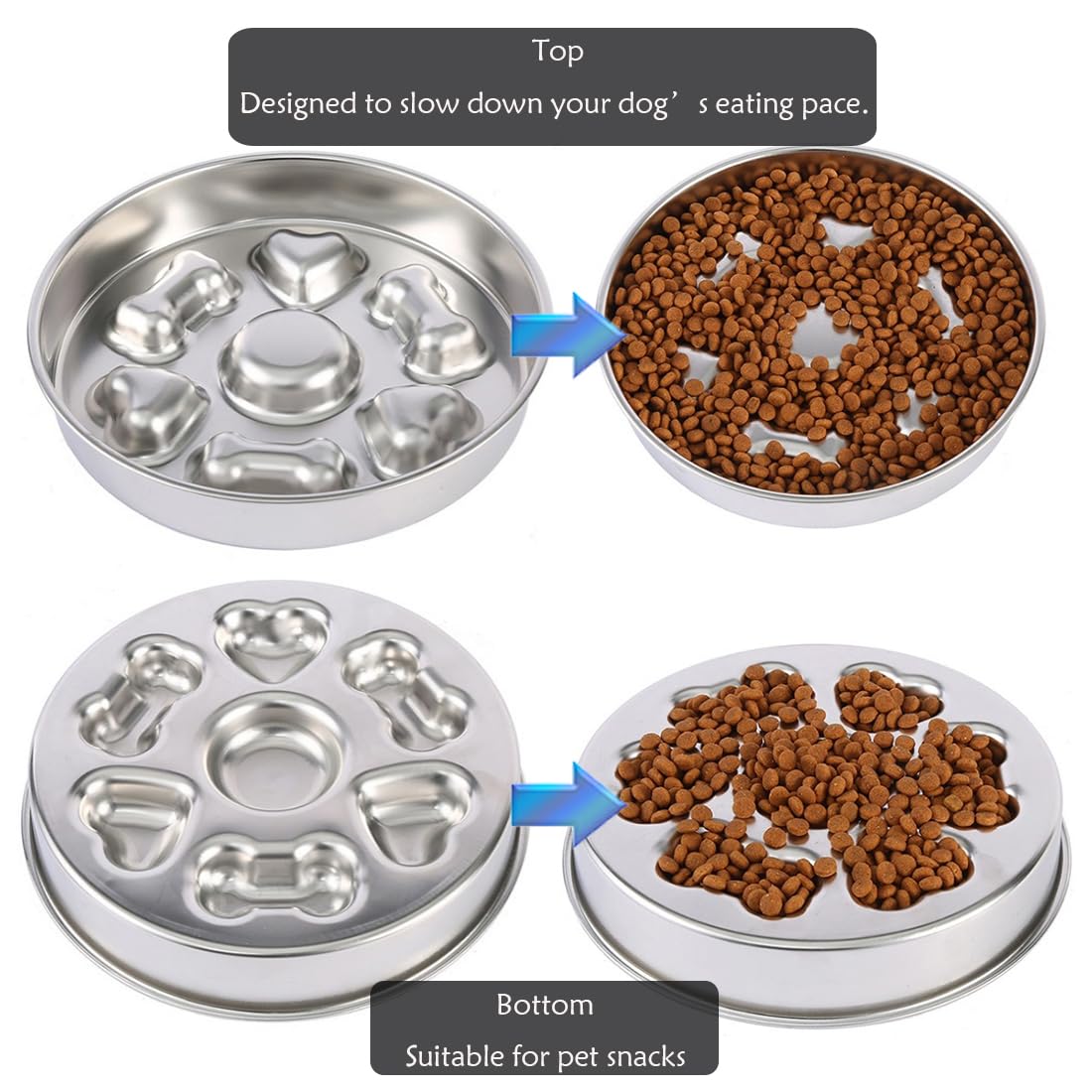 Fermus Metal Dog Slow Feeder Bowl, Stainless Steel Anti-Choke Slow Eating Pet Bowl for Dogs, Fun Interactive Design - image 5