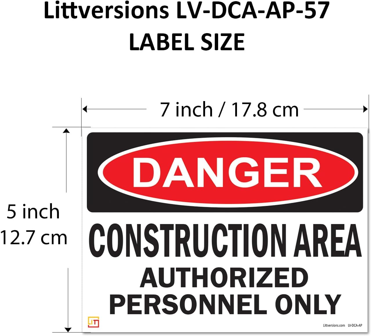4 Pack 5"x7" Reflective Danger Construction Area Authorized Personnel Only OSHA Warning Safety Hazard Label Sign Decal 6 mil Laminated Engineer Grade UV Protected ANSI NFPA 144612