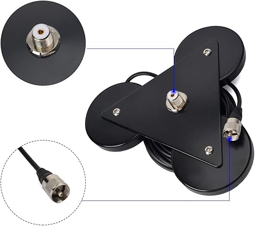 Miniatura 4 de HYS Antena de montaje magnético UHF-hembra (SO239), base magnética anticorrosión resistente, soporte de antena con cable RG-58 de 16.4 ft/16.4 pies