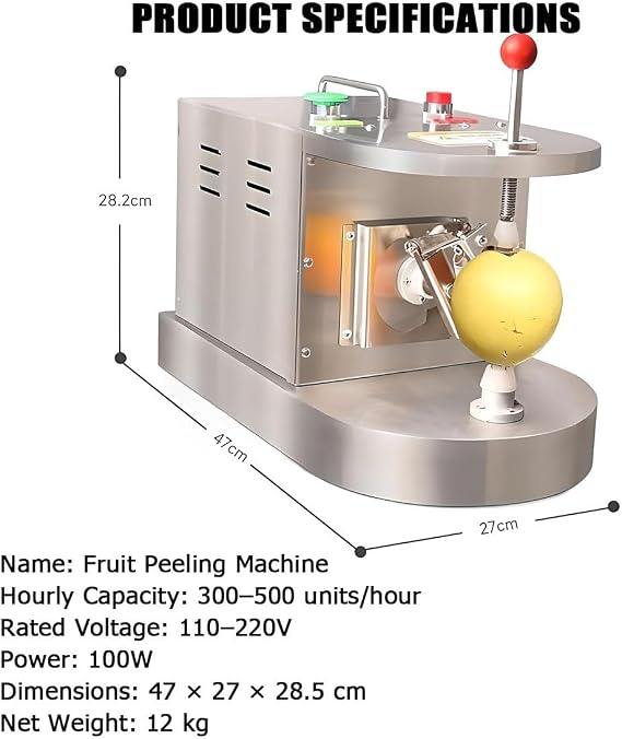 Electric Lemon Orange Peeler,Commercial Fruit Orange Peeling Machine, 500 Pieces/Hour Adjustable Thickness, Automatic Stop, For 50-100mm Apples/Oranges/Potatoes/Peaches/Kiwis