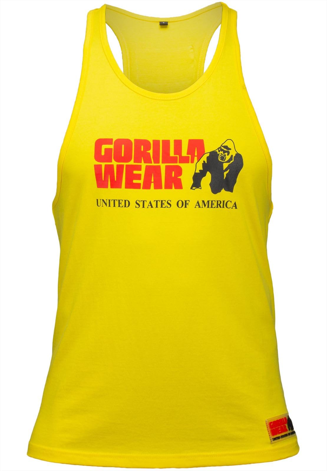 Gorilla Wear Classic Fitness Tank Top – Yellow – Bodybuilding Sport Leisure with Logo Print Light and Comfortable for Optimal Movement Made of Cotton