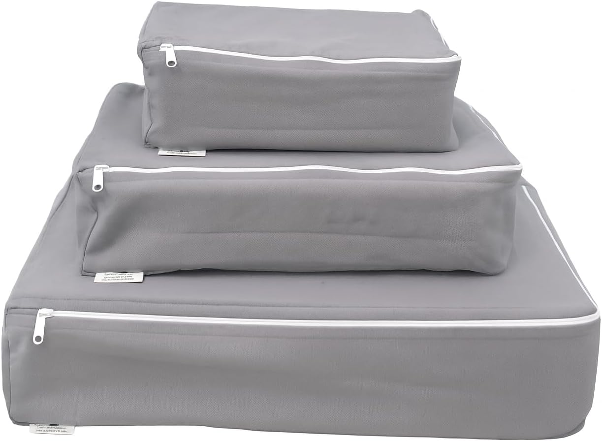 Packing Cubes Bag Pure Canvas Travel Organizers (18"x12"x4") with Durable YKK Zippers for Clothes, Shoes & Luggage Storage (Set of 3 (Large), Off-White)