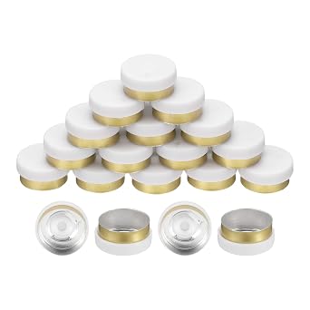 uxcell 13mm Flip Off Caps, 200PCS Burr-Free Flip Off Top Caps Seals Flip Off Aluminum Plastic Vial Flip Off Seals Caps Cover for Glass Vial Freeze-Dried Bottles, White/Green Gold