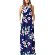 PCEAIIH Women's Casual Sleeveless/Long Sleeve Maxi Dress Loose Long Dresses with Pockets