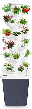 Aeroponic Tower Garden System, with 10L Tank, 6 Tier 30 Hole Hydroponic Tower System, Vertical Farming Tower Kit, for Home, Kitchen, and OfficeGray
