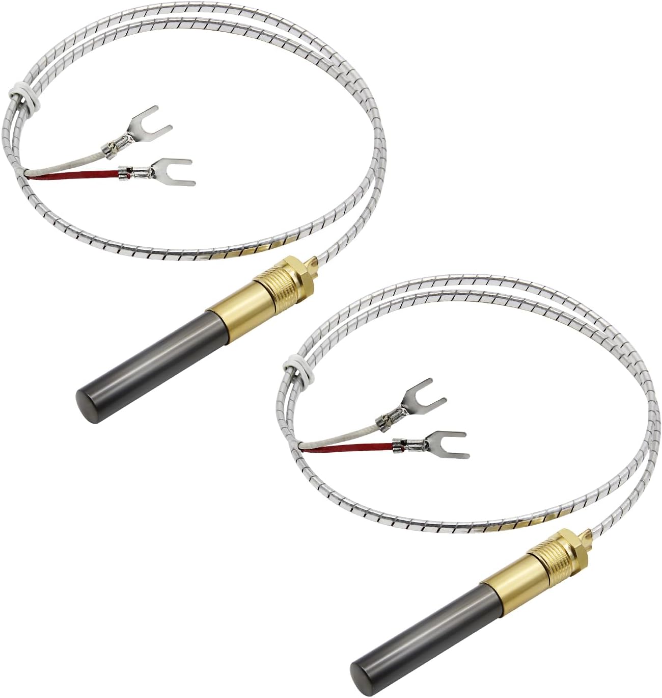 Ganivsor 60125501 Thermopile Millivolt Generators 24" Parts R1054, 7533113, 1950-001 for Gas Water Heater/Fireplace/Gas Fryer/Oven, 750 Temperature Resistance Cluster Thermocouple (24" Aluminum) 2-PC