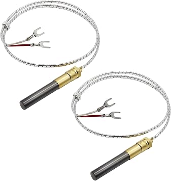 Ganivsor 60125501 Thermopile Millivolt Generators 24" Parts R1054, 7533113, 1950-001 for Gas Water Heater/Fireplace/Gas Fryer/Oven, 750 Temperature Resistance Cluster Thermocouple 24" Aluminum 2-PC
