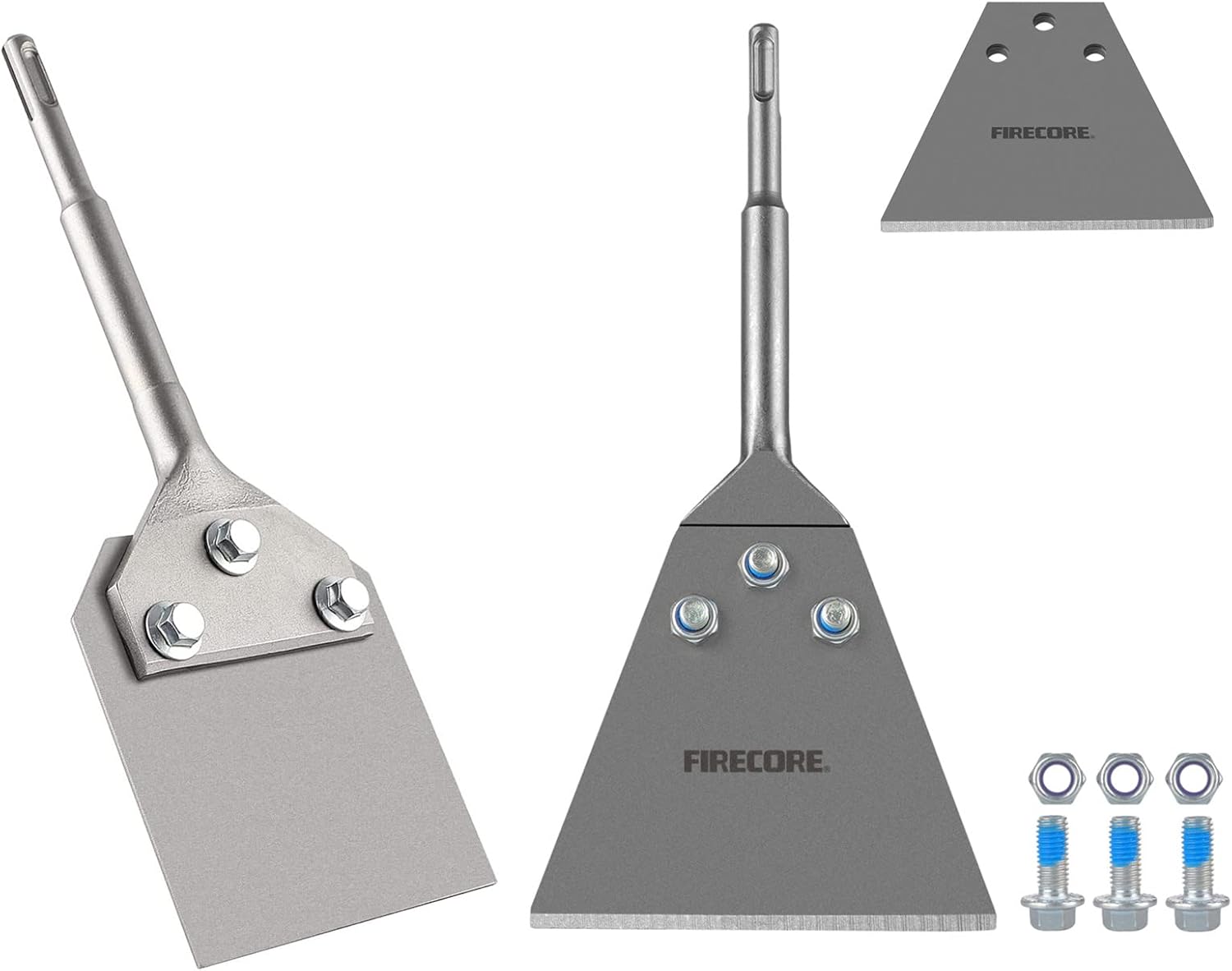 Firecore SDS Plus Floor Scraper 4" x 10" Thinset Scraper Adhesives Remover, 5 Inch x 11 Inch SDS Plus Floor Scraper with Replacement Balde FS22510