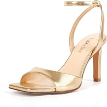 Women Square Open Toe Stiletto Ankle Strap Sandals 3.5 Inch