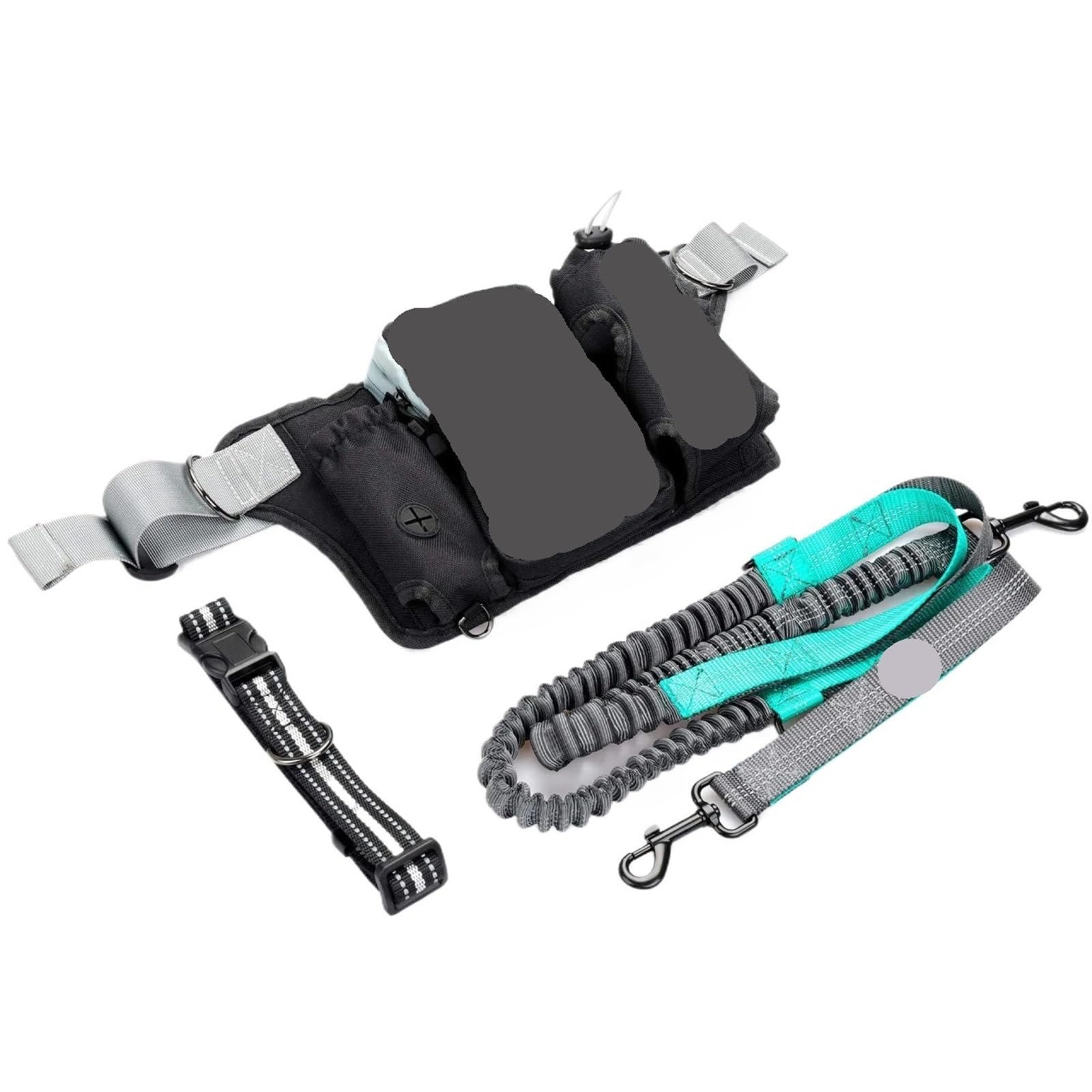 Einziehbare Hundeleine mit Freisprechfunktion und verstellbarem Hüftgurt for 1/2 Hunde for Laufen, Spazierengehen und Wandern Joggingleine Hunde(Black for 1 Dog)