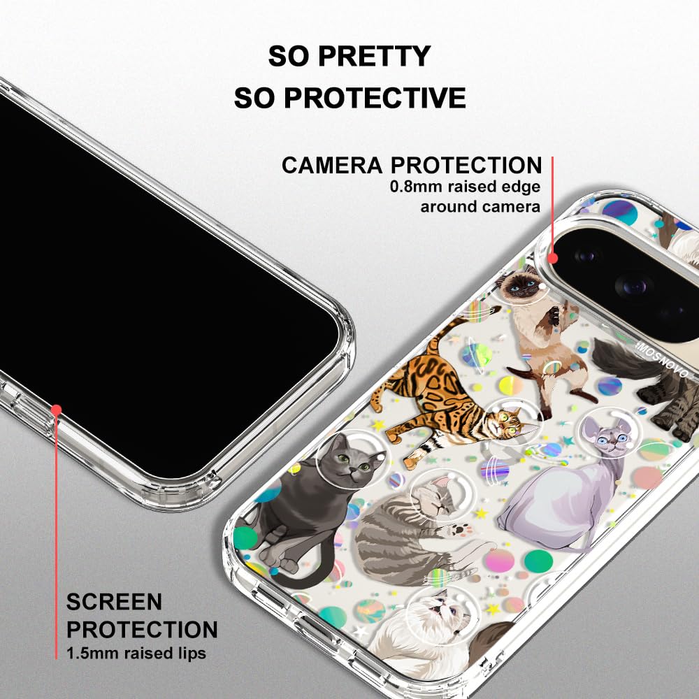 MOSNOVO Case for Google Pixel 10 & Pixel 10 Pro, [Buffertech 6.6ft Military-Grade Drop Protection] [Anti Peel Off Tech] Clear TPU Bumper Phone Case Cover Design - Cute Cherry — view 673