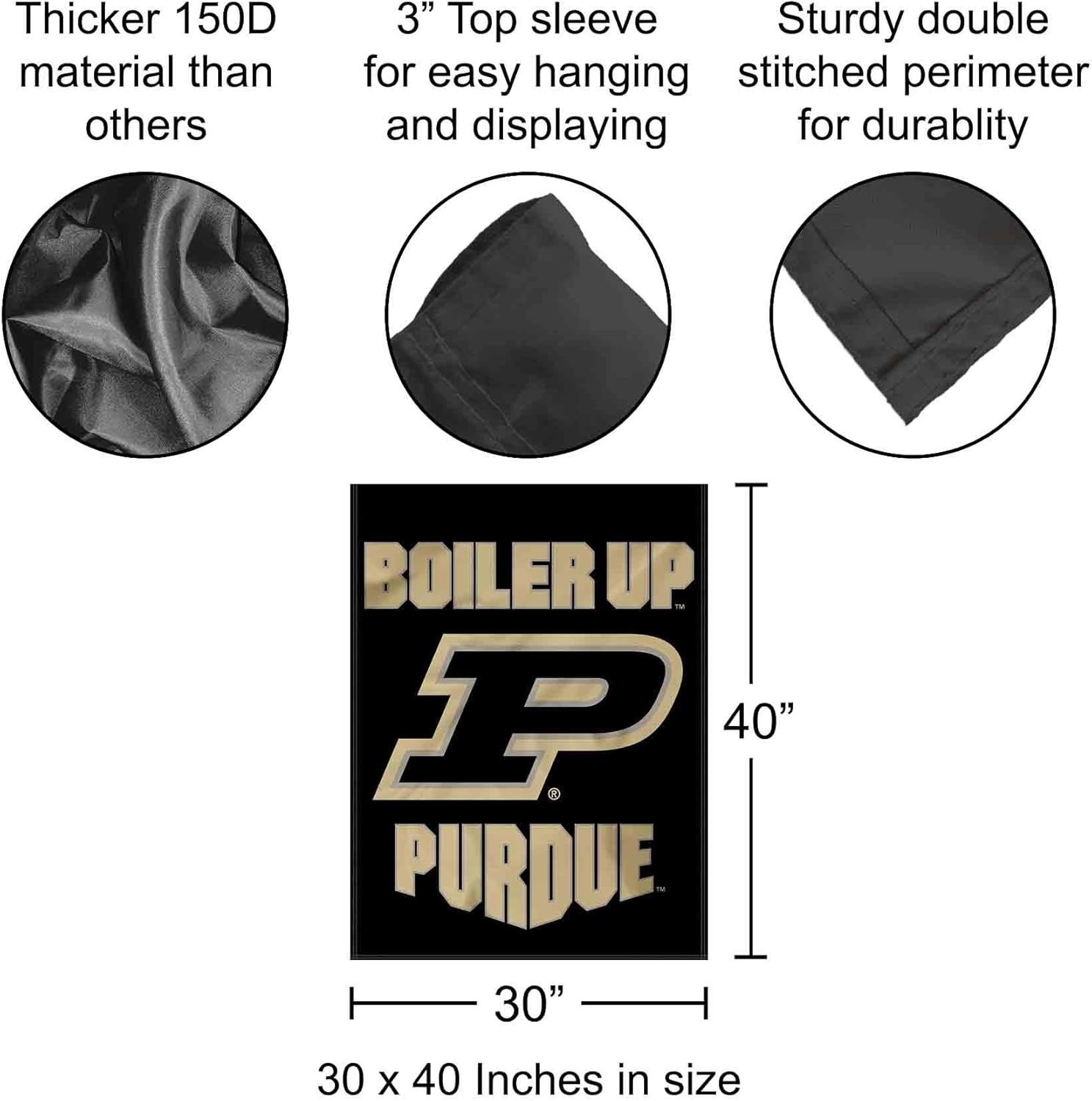 Purdue Boiler Up Double Sided House Flag