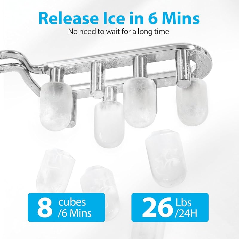 Aeitto Ice Maker Countertop 26lbs/24H Ice Makers Ready in 6-Min 8 Ice Cubes image 2