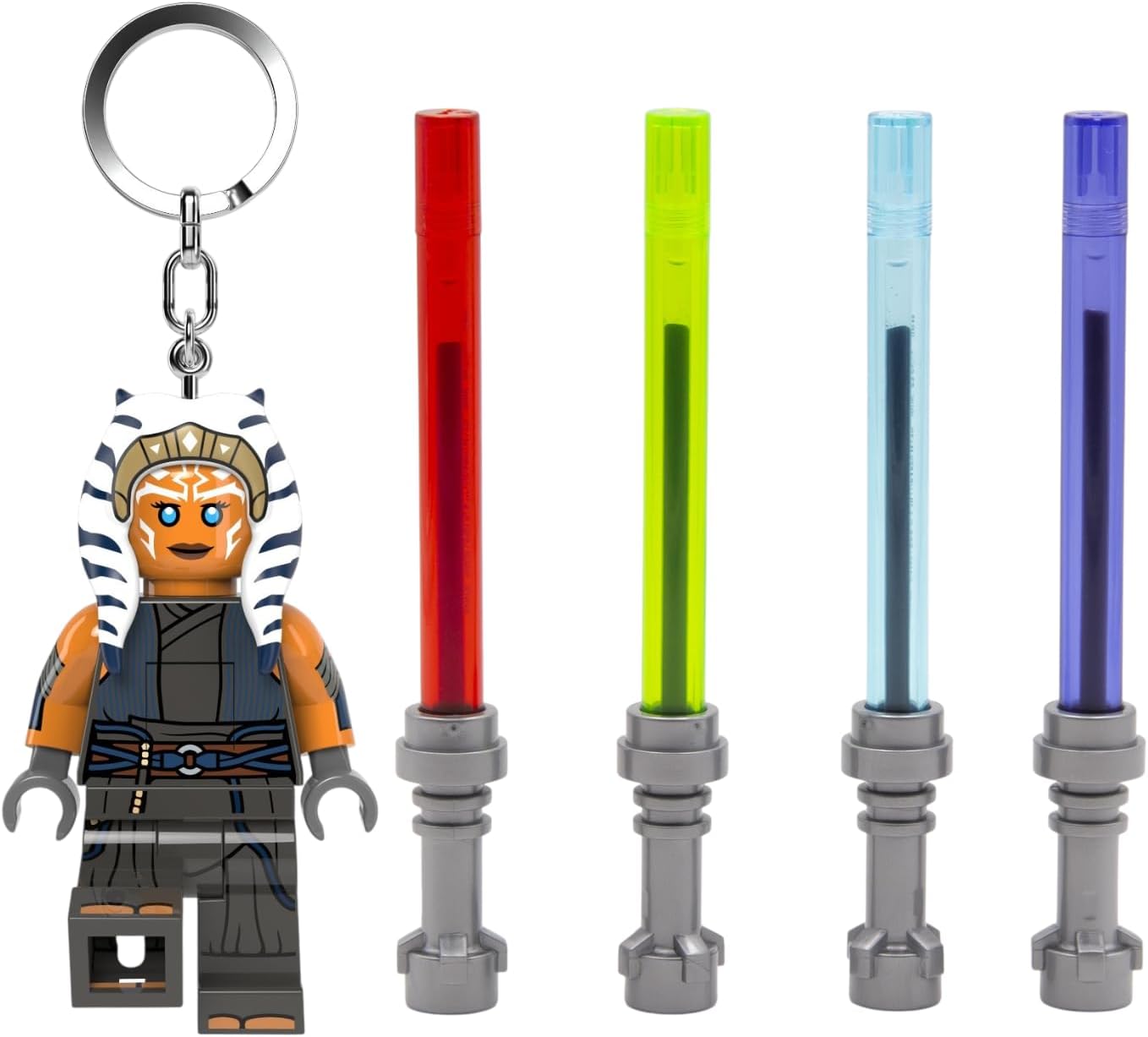 LEGO Star Wars 4 Pack Lightsaber Gel Pen Set & Ahsoka Tano Keylight Bundle