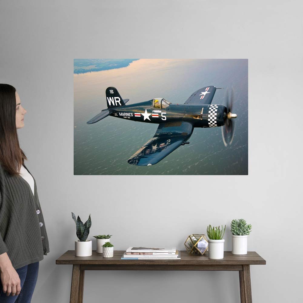 Poster Toile Avion Militaire F4U-A1 Corsair WW2 - Décor Vintage Pour Chambre, Bureau - 50 X 75 Cm - 7