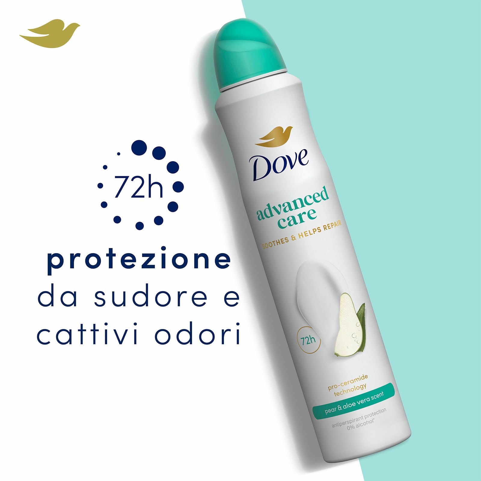 Dove Deodorante Spray Advanced Care Go Fresh Pera e Aloe Vera, con Formula Idratante e Delicata sulla Pelle, Senza Alcol, Pelle Asciutta Fino a 72 Ore, Deodorante Uomo e Donna, 6 Pezzi da 200ml