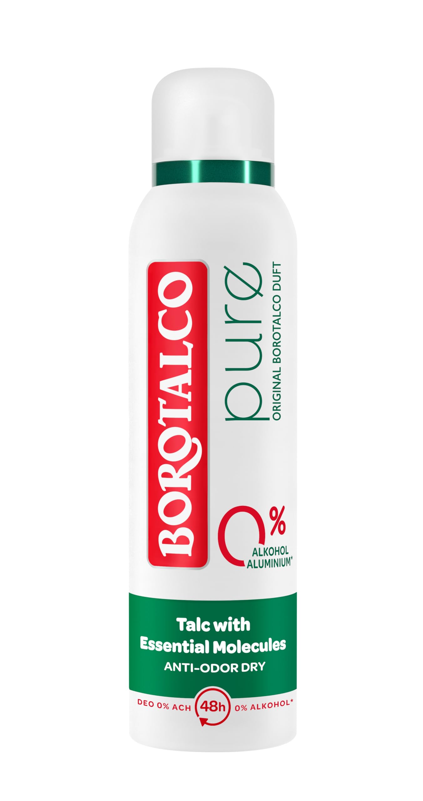 Borotalco Deo Pure Original 12x150ml - Deospray – 48 Stunden Wirksamkeit – Talc with Essential Molecules- Formel gegen Schweiß und Gerüche - 0% Aluminiumsalze (ACH) - Herren & Damen