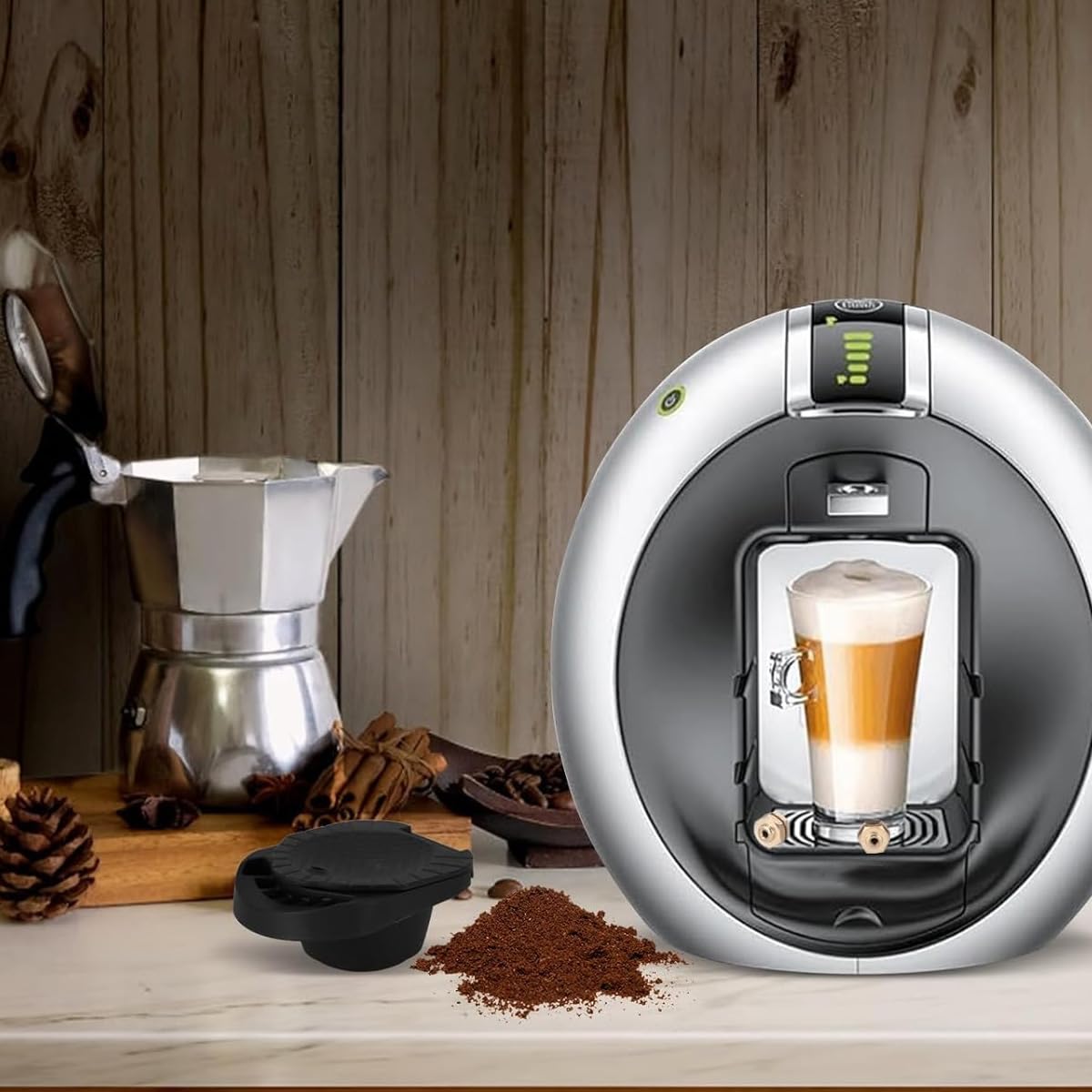 Adattatore per capsule riutilizzabili – Vassoio per polvere di caffè con cucchiaio e pennello, compatibile con Piccolo XS/EDG 305/EDG 606.S/Genio S
