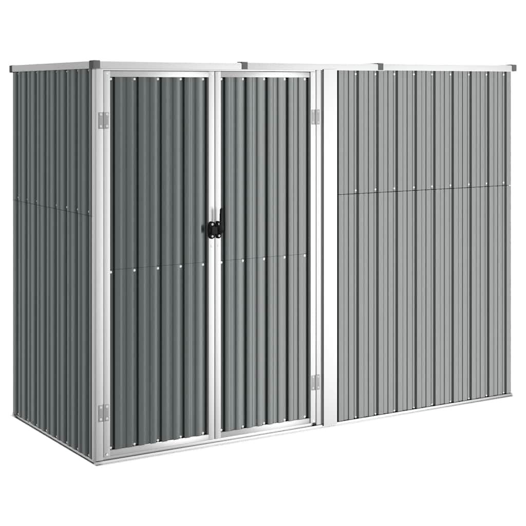 Casetta per attrezzi, grigio, 225 x 89 x 161 cm, in acciaio zincato