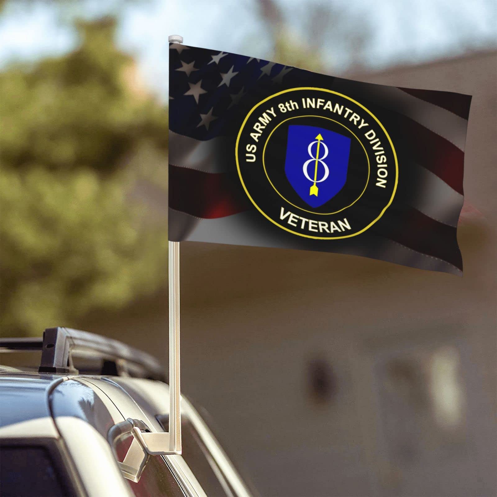 US Army 8th Infantry Division Veteran 100% Polyester Fabric With Printing For Indoor Outdoor Decoration