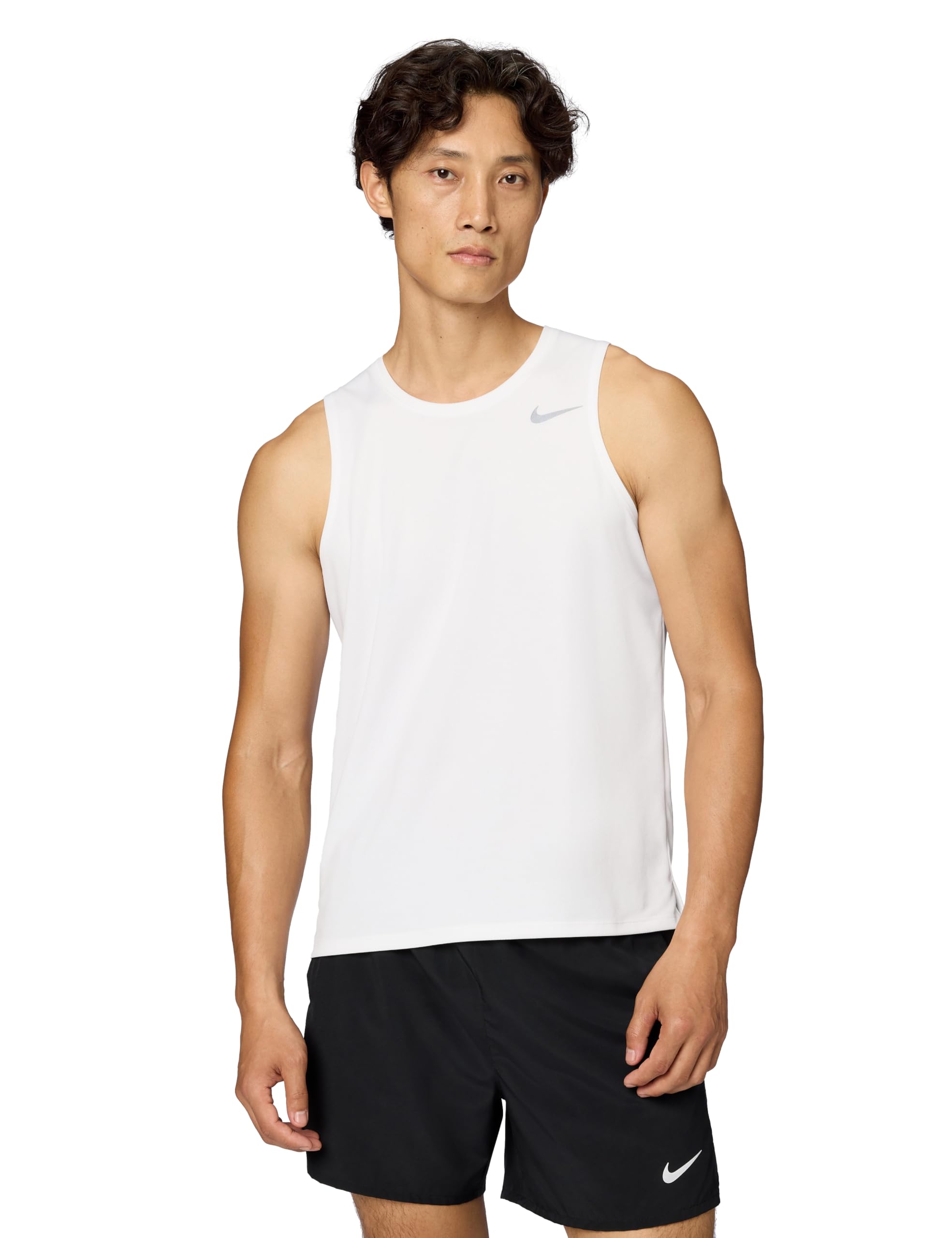 Nike Men's M Nk Df Miler Tank top, White/Reflective Silver, M