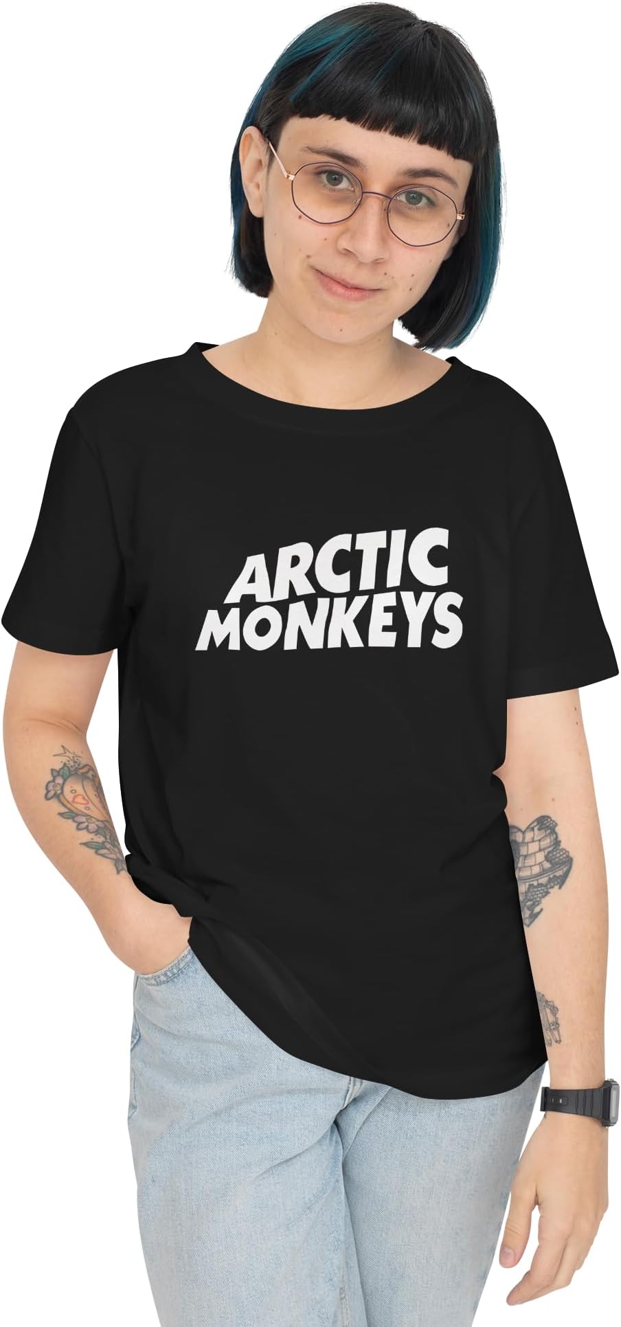 InDIAn CLOTHInG CO Women's Regular Fit Arctic Monkeys Graphic Printed Rock Band T-Shirt