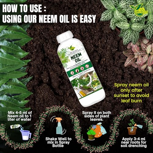 Image of Gauranga 100% Pure Organic Cold Pressed Water Soluble Neem Oil Concentrate 1 Liter | Natural Insect Pest Control & Fungicide for Plants Garden Agriculture | Easy Mix Spray for Indoor Outdoor Plants