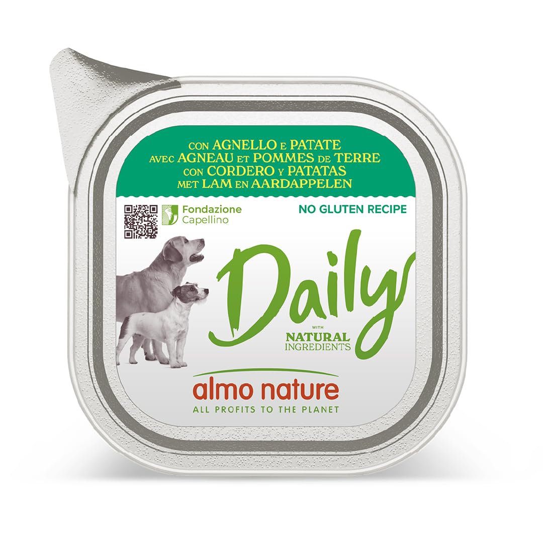 Almo Nature Daily, Alimento Umido per Cani Adulti con Agnello e Patate - 100g, Confezione da 32