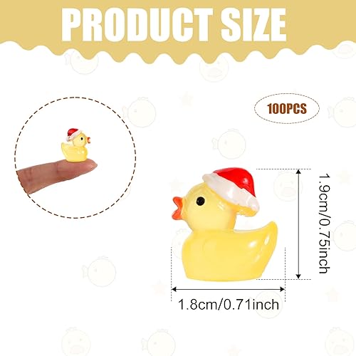 Miniatura 2 de 100 mini patos de resina de Navidad, pato de resina luminosa que brilla en la oscuridad, pequeños juguetes de resina de Navidad para manualidades,