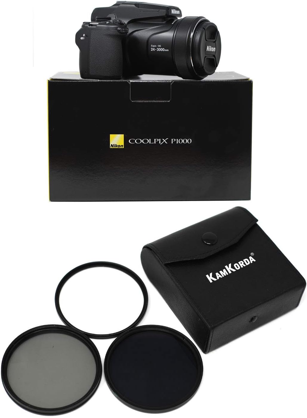 KamKorda Lens Filter Kit 77mm + P1000 4K Digital Compact Camera with 24