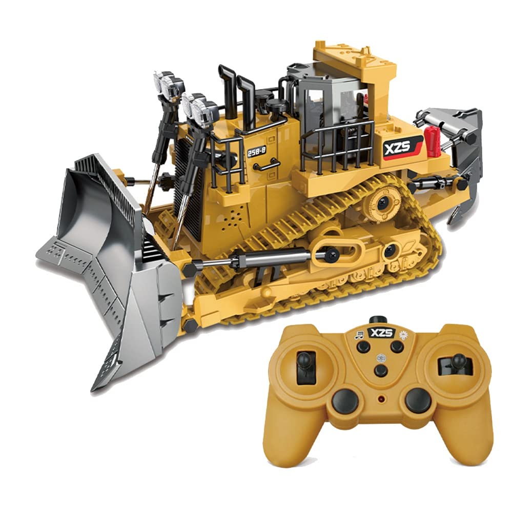 1:24 2.4GHz 9 Canaux TéLéCommande Tracteur Jouet Bulldozer RC Alliage D'Aluminium IngéNierie Tracteur pour Enfants Style A